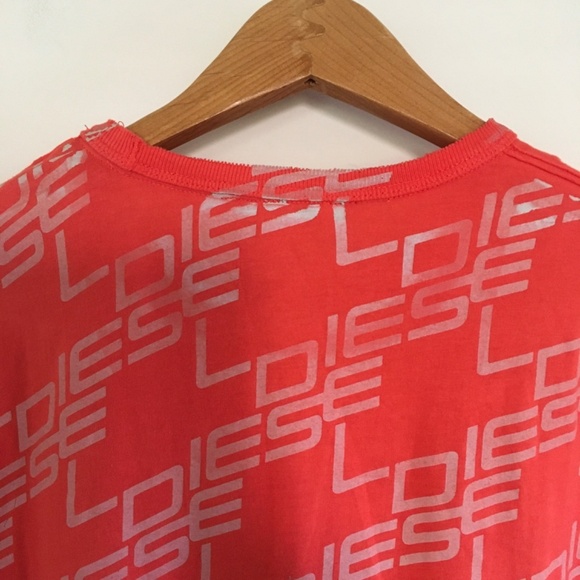 VTG Diesel Coral Spell Out Graphic All Over Print T-Shirt Womens Sz L Y2K - Picture 6 of 13